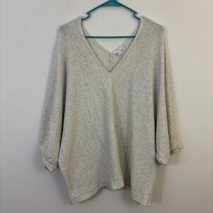 Pure Jill 2X Dolman Sleeve Top Cream‎ Oatmeal Multicolor Speckle Soft Cozy Chic